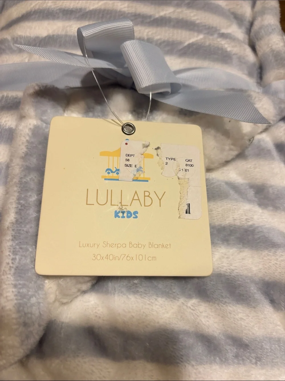 Blue/Grey & White Striped Plush Baby Blanket